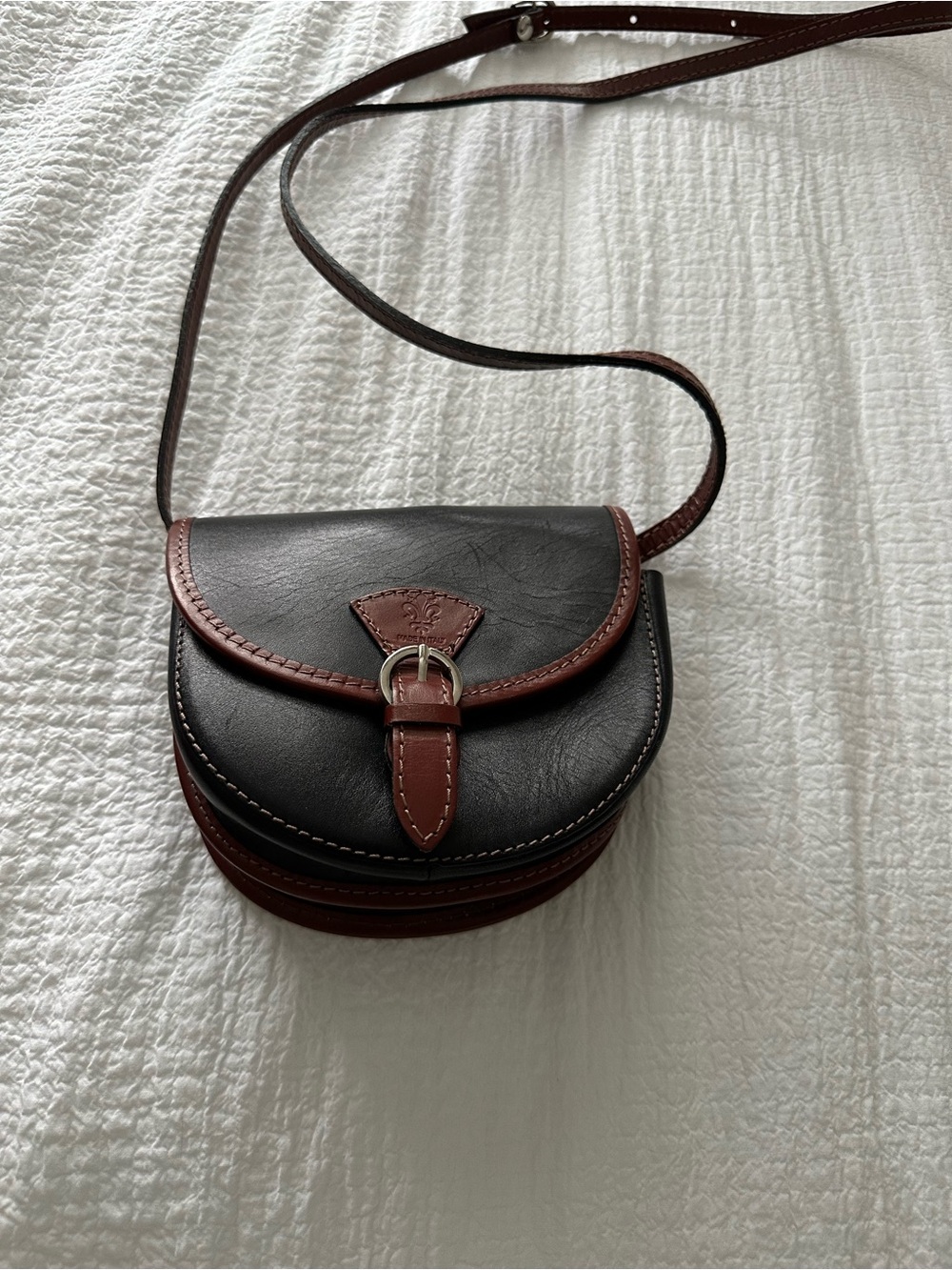 Classic Brown and Black Leather Crossbody Bag
